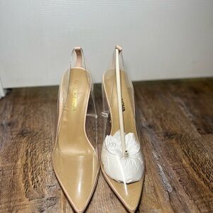 Fashion Nova Tan and Cream Stiletto Heels
